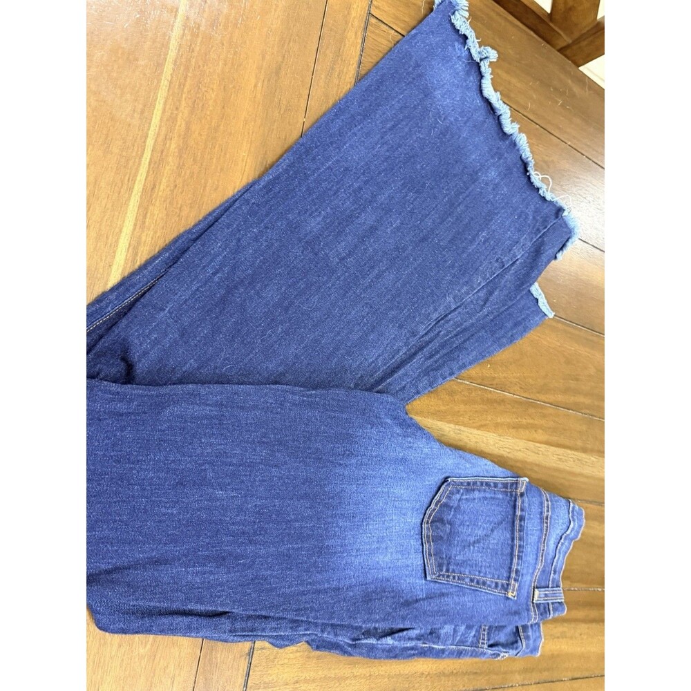 Lil Bee's Bohemian Distressed Bell Bottom Flare Jeans Size 7 High Rise USA Made - Picture 6 of 8